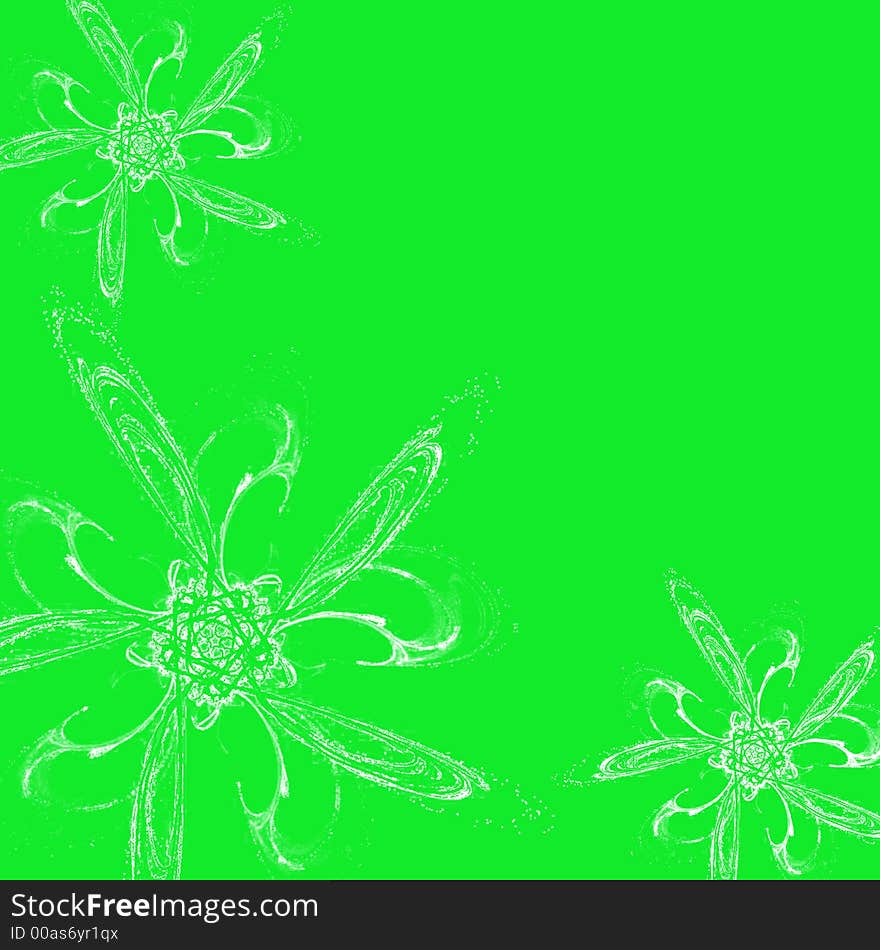 White Flowers On Green Background