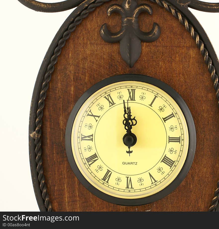 Photo of old isolated clock. Photo of old isolated clock