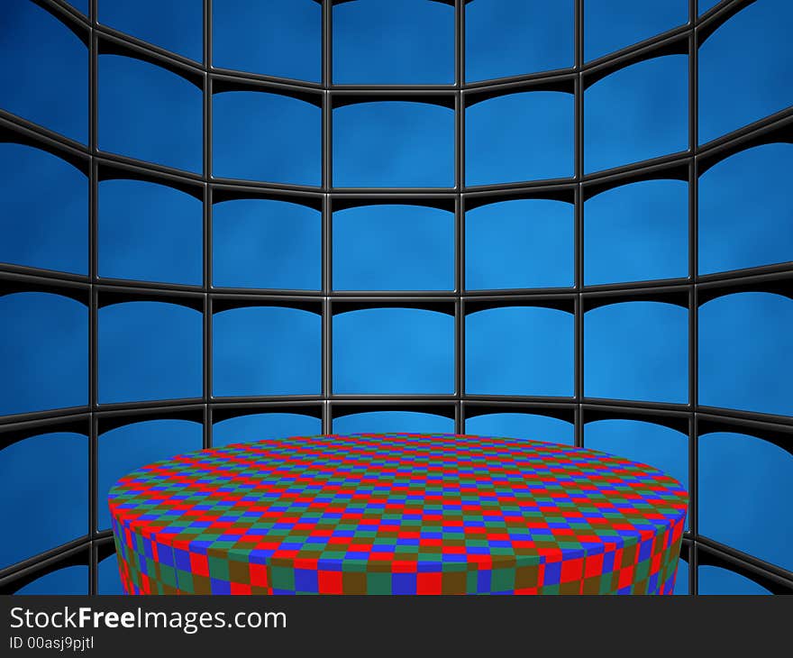 Volumetric background (scene_disco) consisting of set of screens (for addition of object on the foreground)