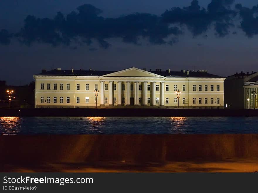 Night quay of the river Neva in St.-Petersburg