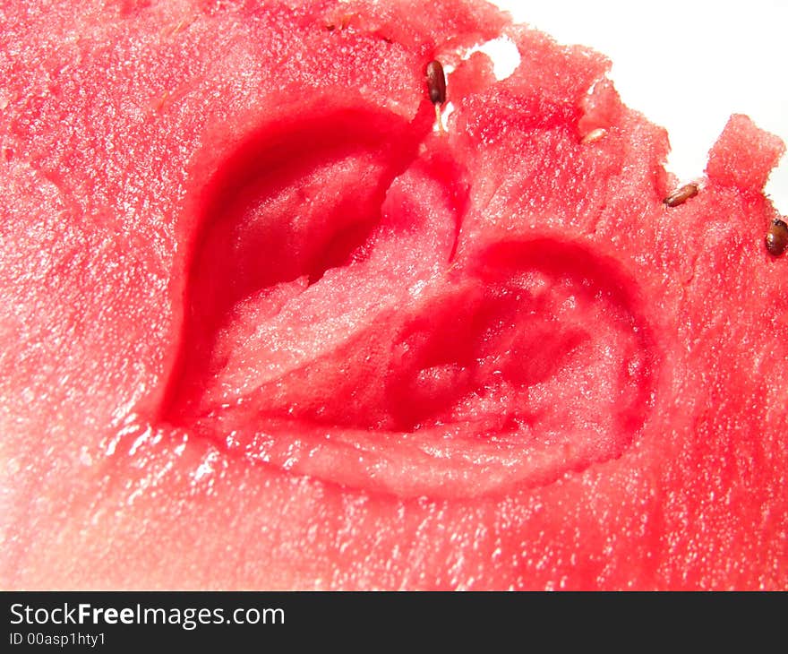 Juicy watermelon fresh close up with heart-shaped art. Juicy watermelon fresh close up with heart-shaped art