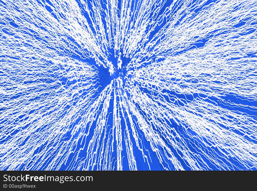 Blue abstract background with white light trail. Blue abstract background with white light trail