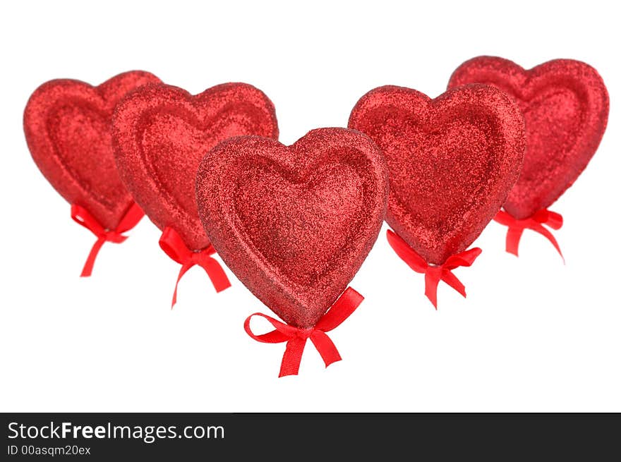 Collection of red hearts isolated on a white background. Collection of red hearts isolated on a white background.