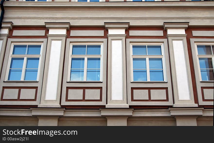 A row of windows of old building