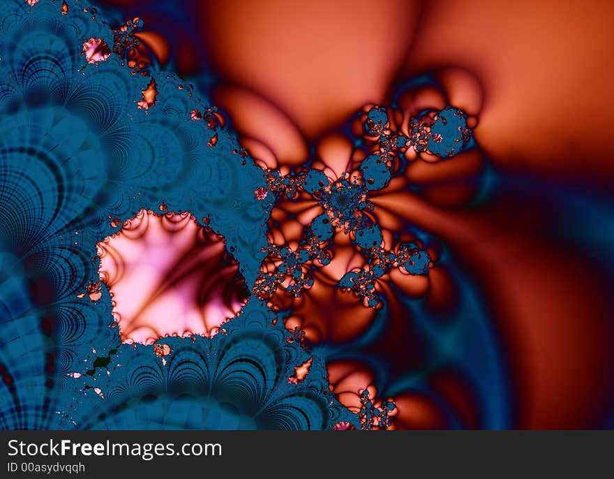 Lava Red and Blue Fractal Background Pattern