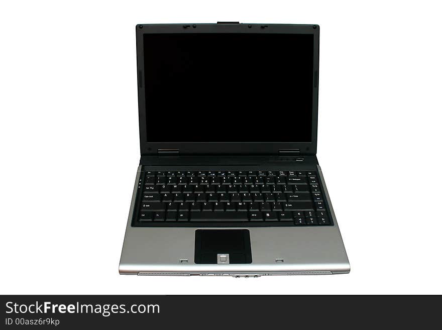 A laptop over a white background