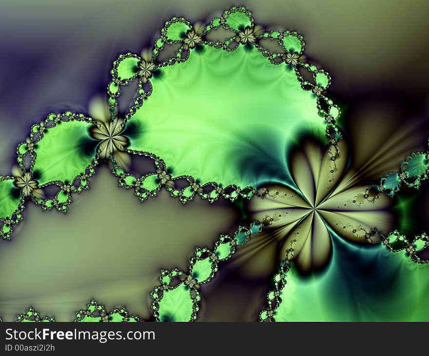 Green Blue and Aqua Metallic Fractal Background Pattern