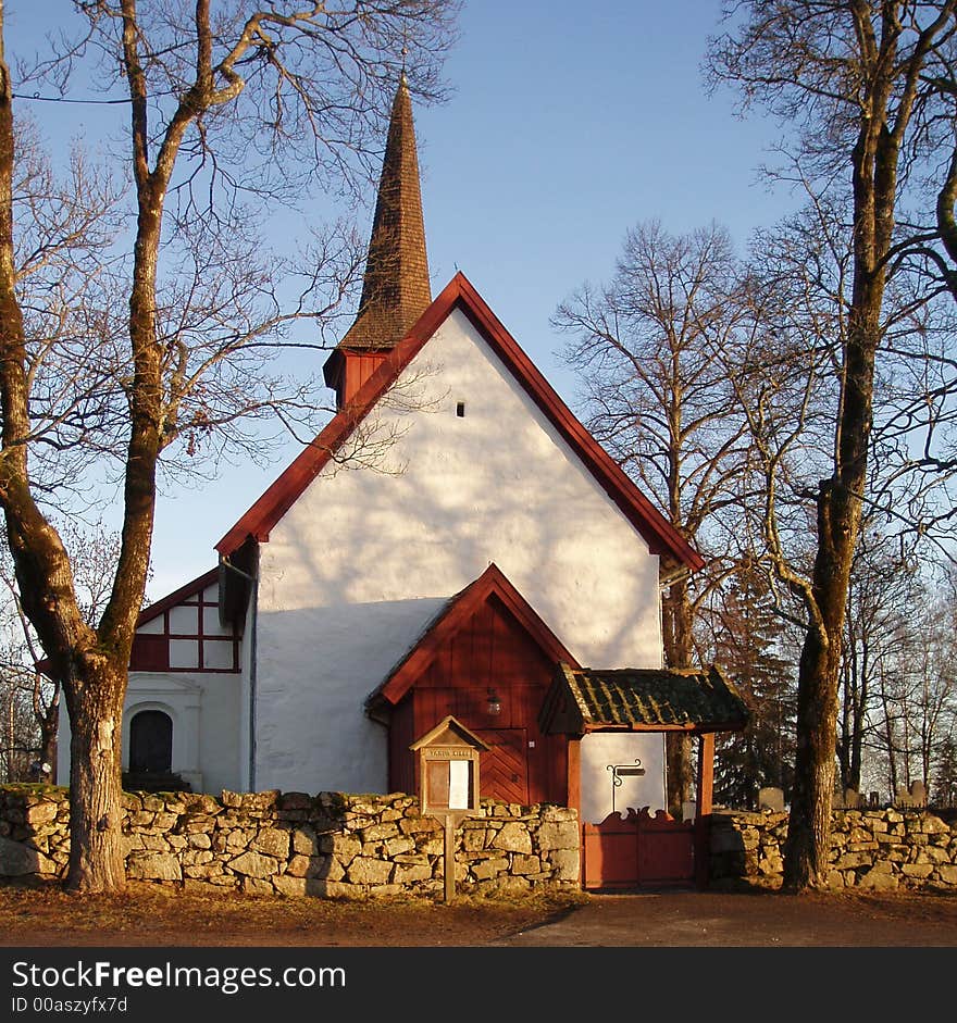 Tanum Church in Bærum, Norway. The church is from the medieval age, approximately year 1100.