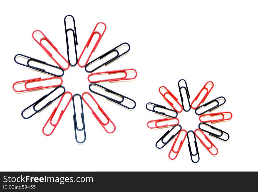 Pop Art Paper Clip Flower In Red And Blue On A White Background