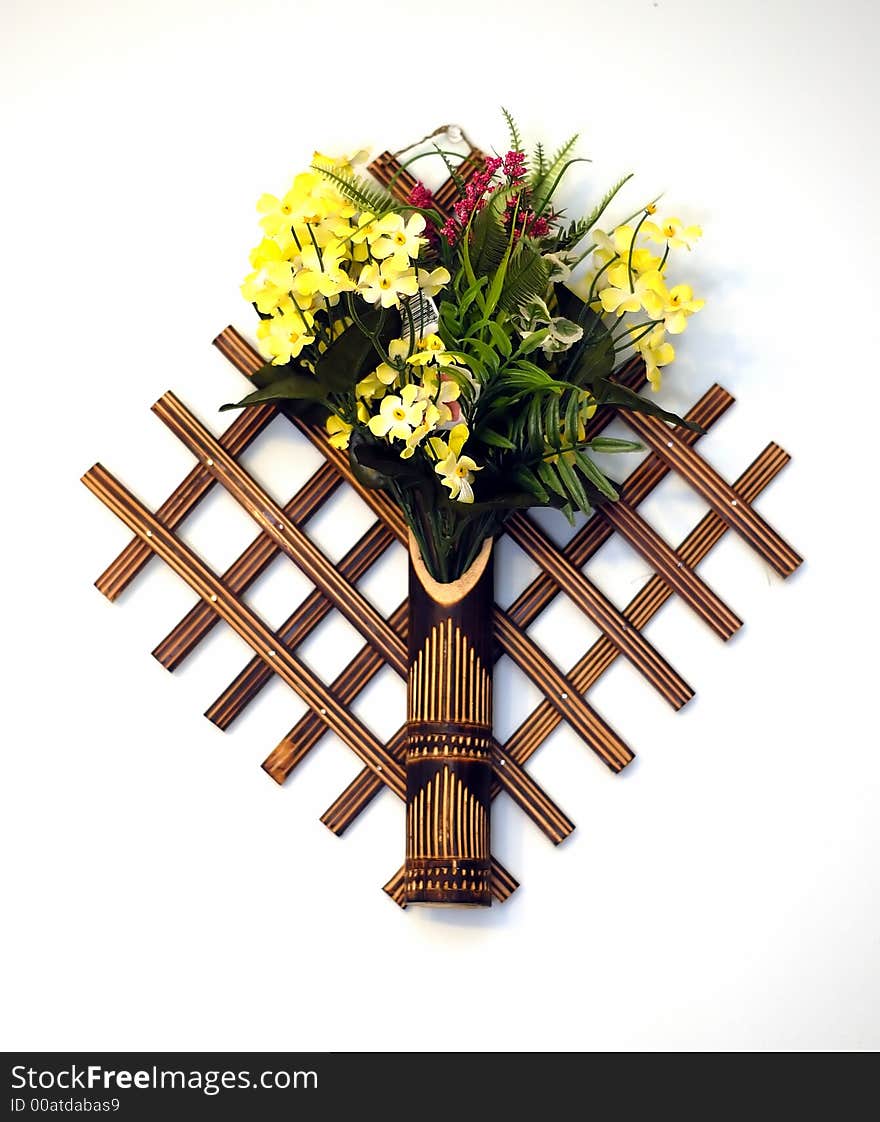 Flower basket isolated against a white background