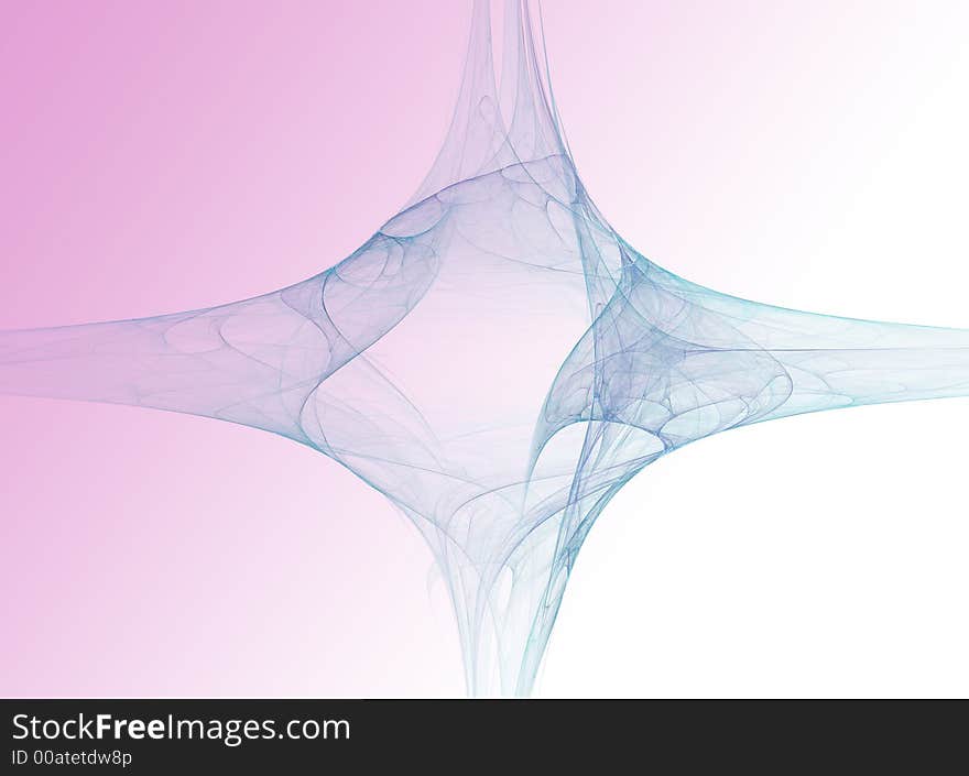 Blue cross fractal image on whiteand pink  background