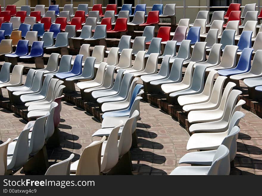 Colourful Empty Stadium Seats In Rows