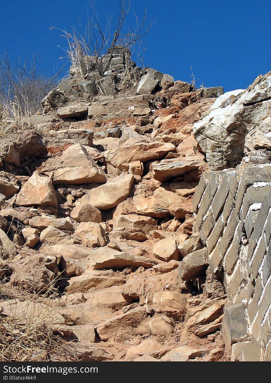 The end of the walkable section of the great wall of china. The end of the walkable section of the great wall of china