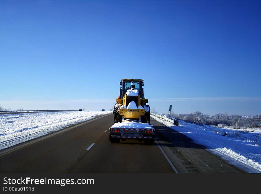 Snow covered and south bound. Snow covered and south bound