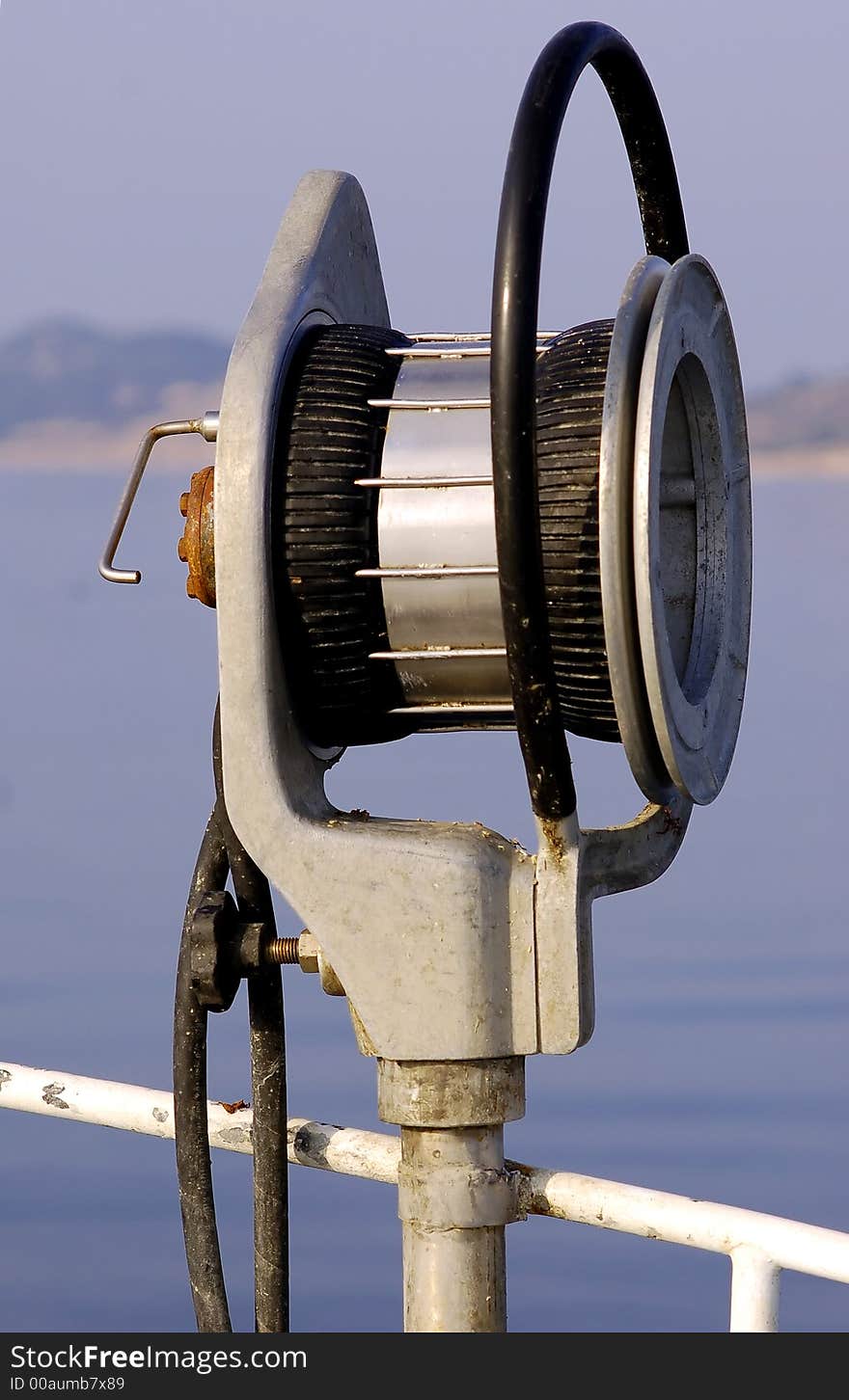 Fishing winch on small fishing boat. Croatia. Fishing winch on small fishing boat. Croatia