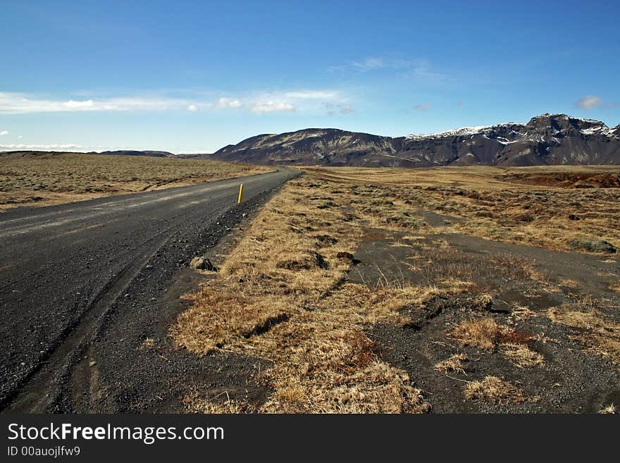 Deserted country road in Iceland