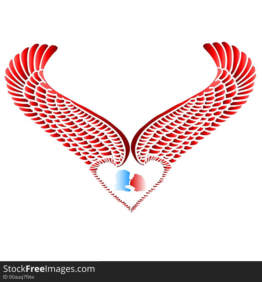 Wing heart and silhouette