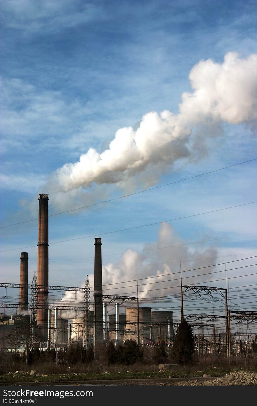 Colorful industrial landscape in evening sun. Colorful industrial landscape in evening sun