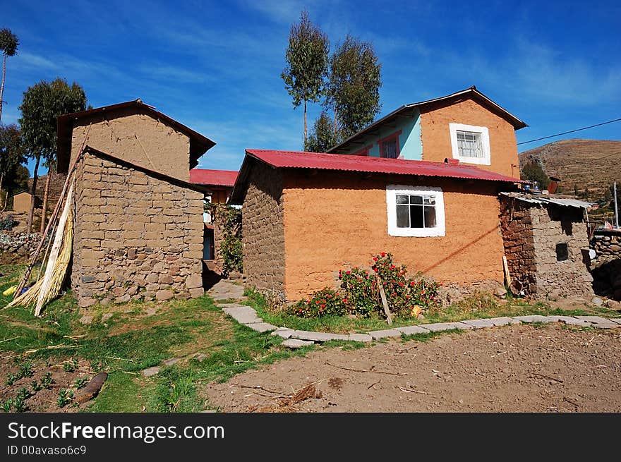 Typical home on Amantani Island in Lake Titicaca, Peru. Typical home on Amantani Island in Lake Titicaca, Peru