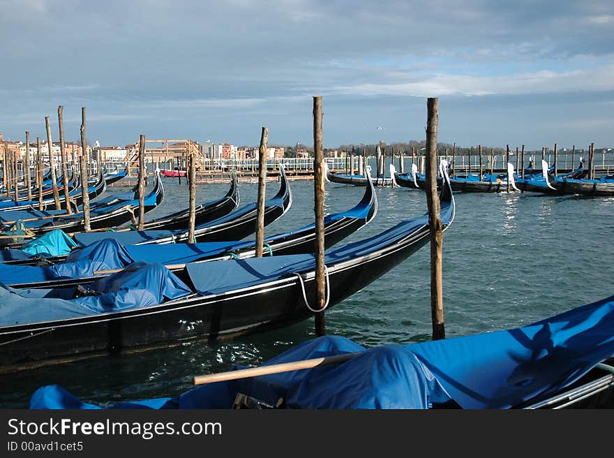 Blue boats in venice