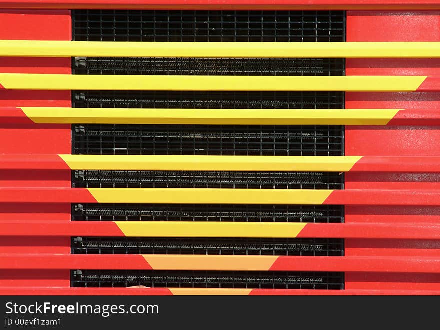 Front panel details of colorful cargo truck. Front panel details of colorful cargo truck