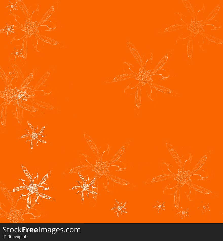 Computer generated illustration of orange background with flowers