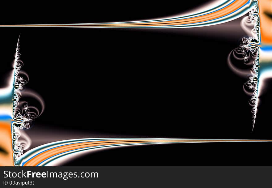 Racing striped coming off a swirled platform on a black background forming a framed image. Racing striped coming off a swirled platform on a black background forming a framed image