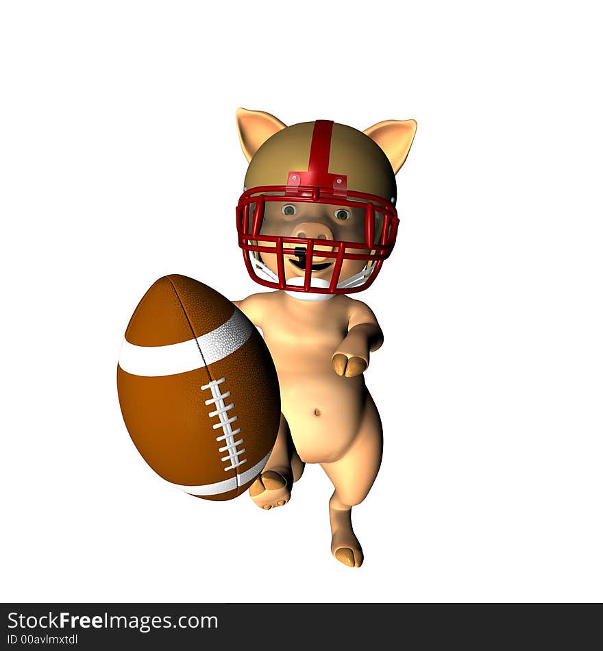 A pig punting a football .
Isolated on a white background. A pig punting a football .
Isolated on a white background.