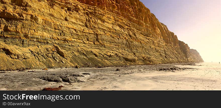 Photo of sunset at the beach at Torrey Pines, California. Photo of sunset at the beach at Torrey Pines, California