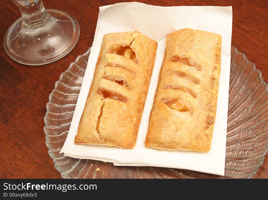 Shot of fast food apple pies upclose