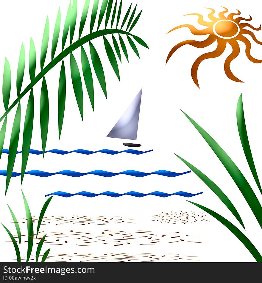 Tropic sailboat art