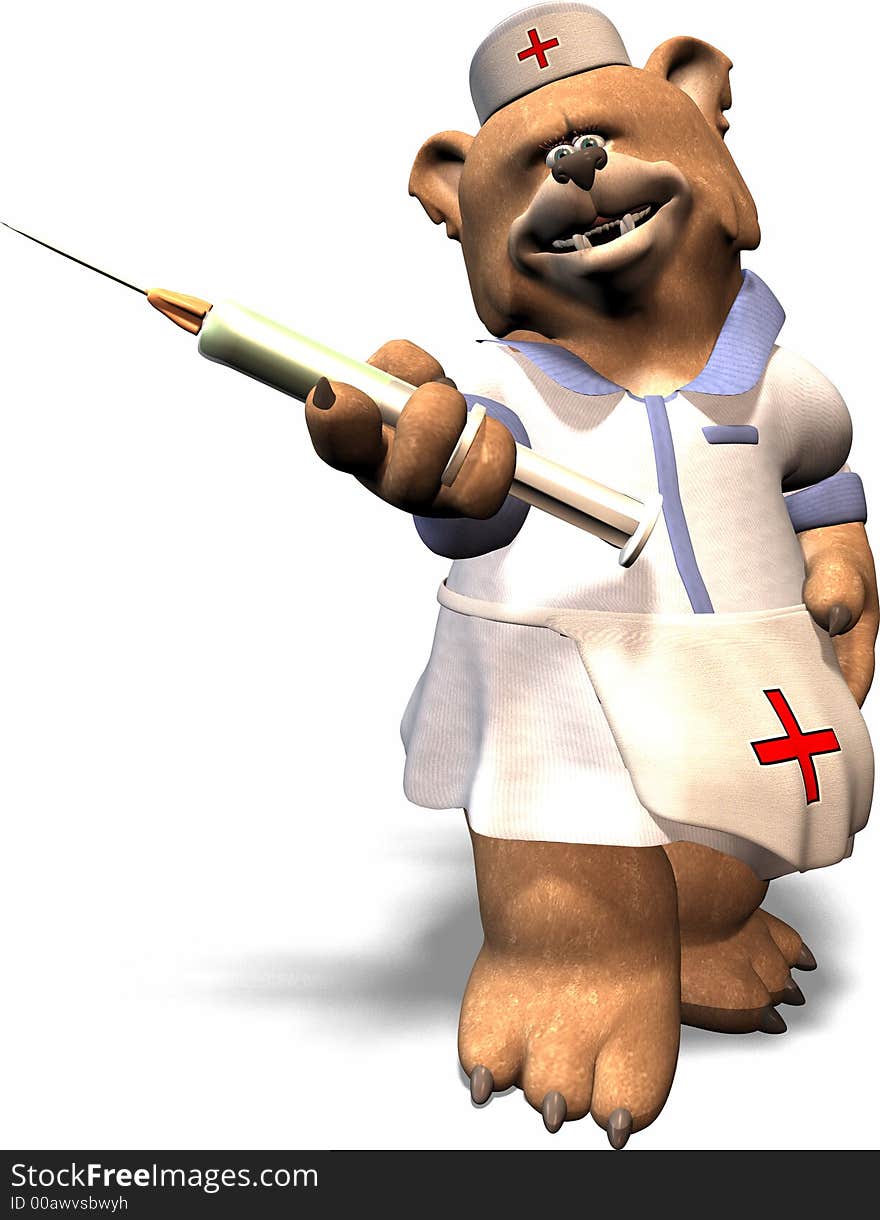 A female bear in a nurse outfit. A female bear in a nurse outfit