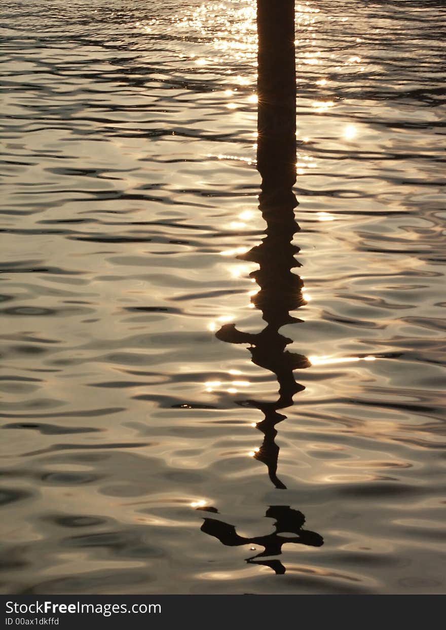 Waters rippling surface reflects light