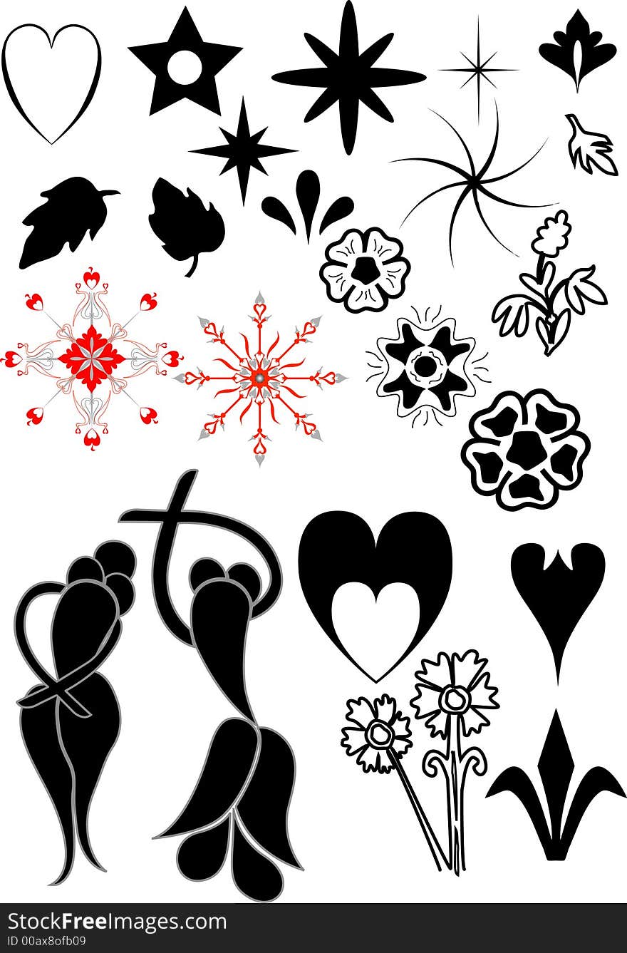 Design elements for christmass and valentine