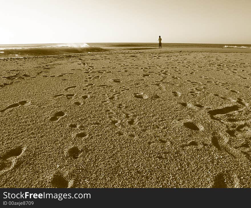 Lonely man enjoying the ocean