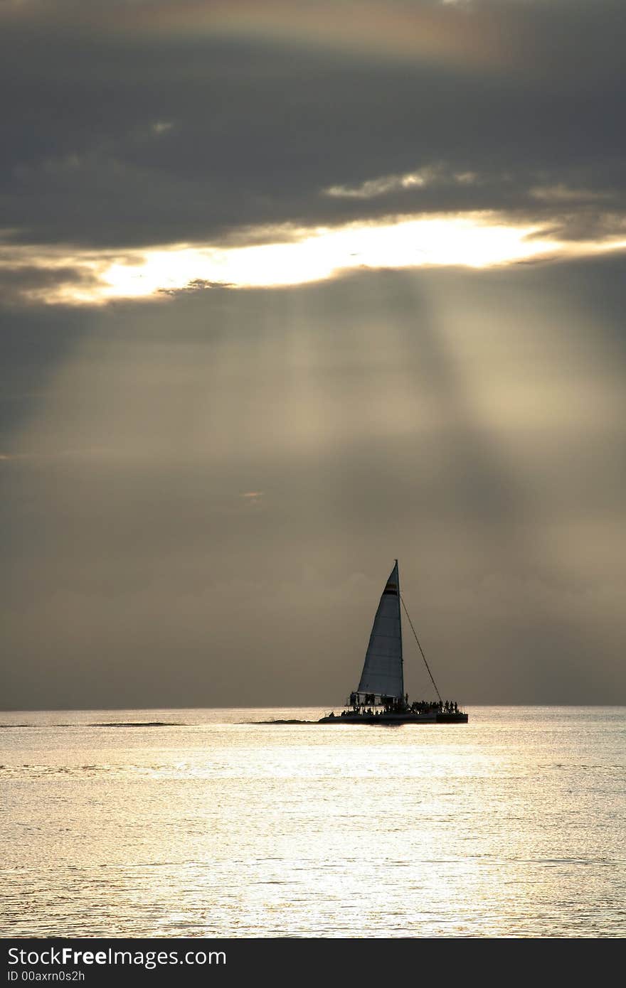 Sail boat at sun set time. Sail boat at sun set time