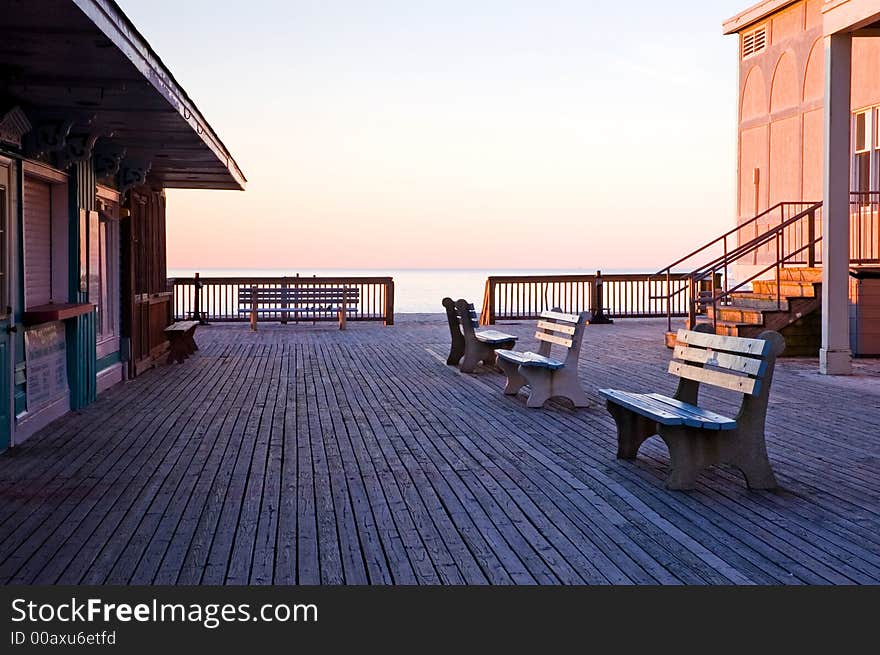 Sunrise on an Empty Boardwalk-2