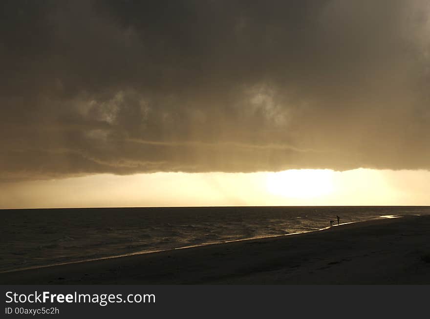 Sunset thru rain on Sanibel