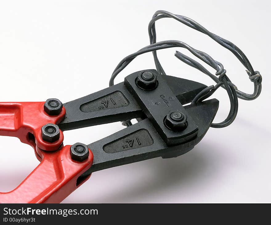 Wire cutter with barbed wire. Wire cutter with barbed wire