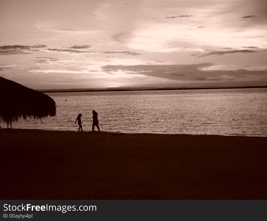 Mexican sunset in a black and white photo. Mexican sunset in a black and white photo