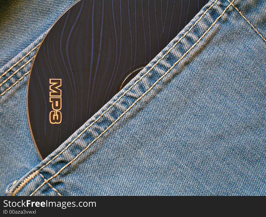 MP3 disc within jeans pocket