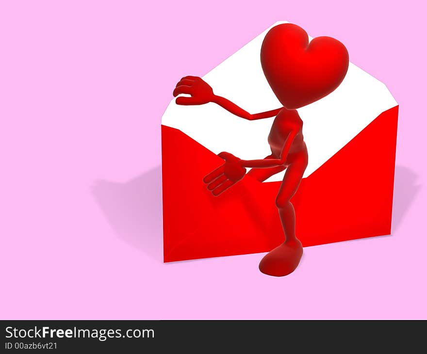 Valentine character climbing into an open envelope.
Character has a satiny glow. Valentine character climbing into an open envelope.
Character has a satiny glow.