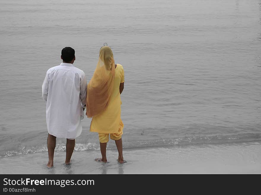 Indian Couple At Seaside