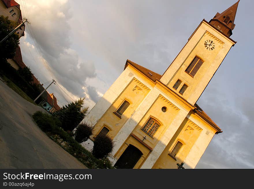 Village church in sunny afternoon