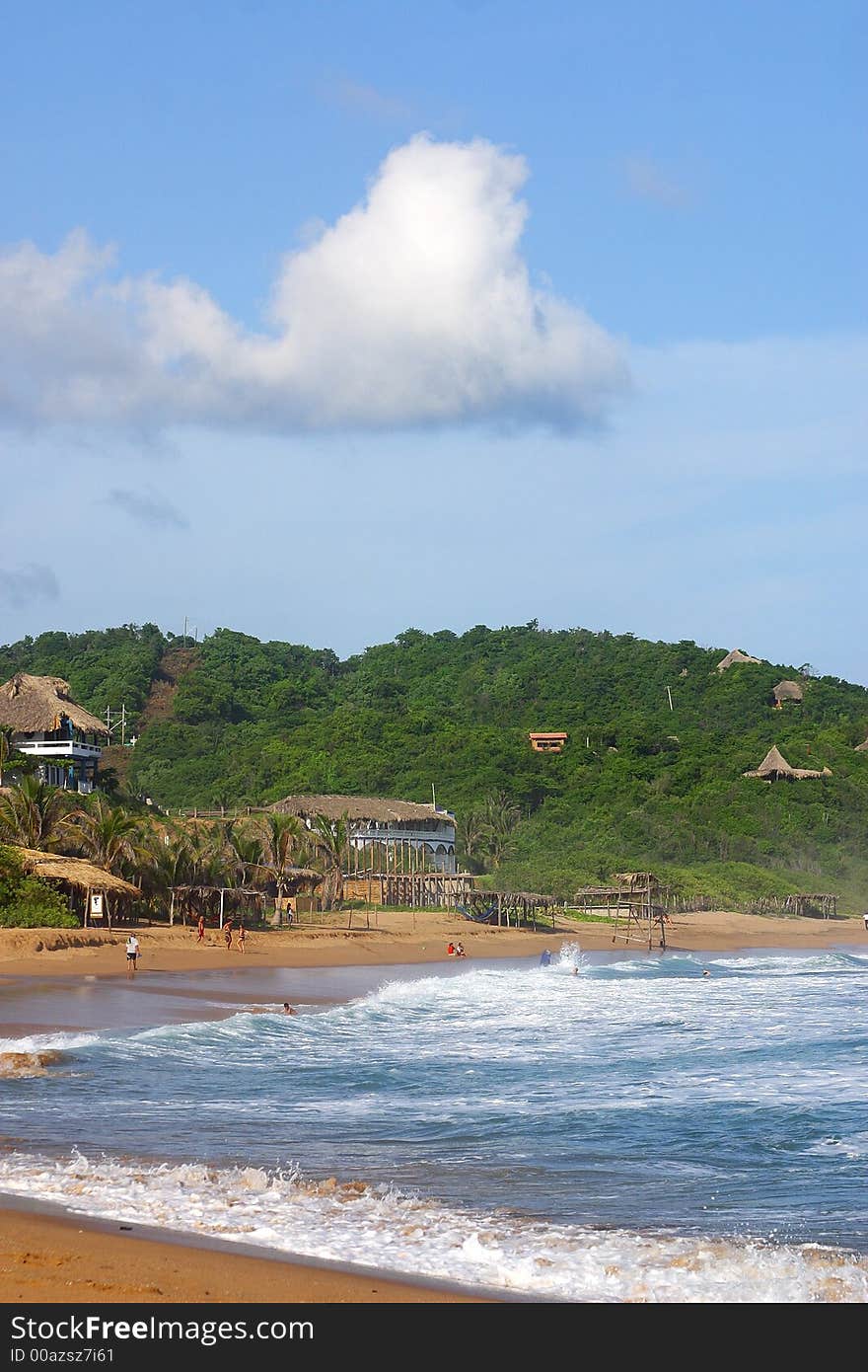 Partial view of the bay of San Agustinillo in the southern state of Oaxaca in Mexico, Latinamerica. Partial view of the bay of San Agustinillo in the southern state of Oaxaca in Mexico, Latinamerica