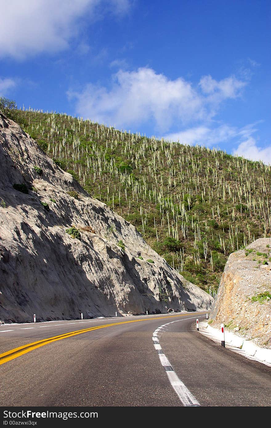 Mountains and vegetation at the road from  Puebla to Oaxaca in the southern state of Oaxaca Mexico,Latin America