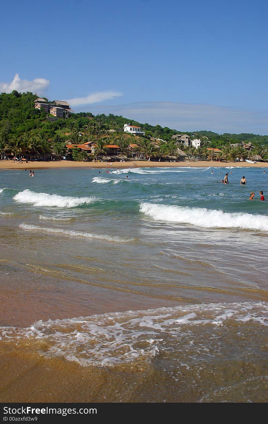 Partial view of the bay of San Agustinillo in the southern state of Oaxaca in Mexico, Latinamerica. Partial view of the bay of San Agustinillo in the southern state of Oaxaca in Mexico, Latinamerica