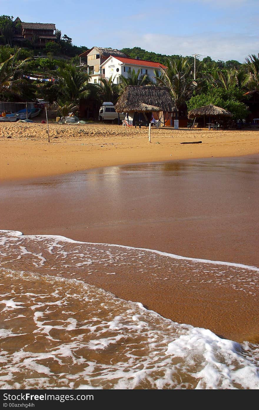 View of the beach of San Agustinillo in the southern state of Oaxaca in Mexico, Latinamerica