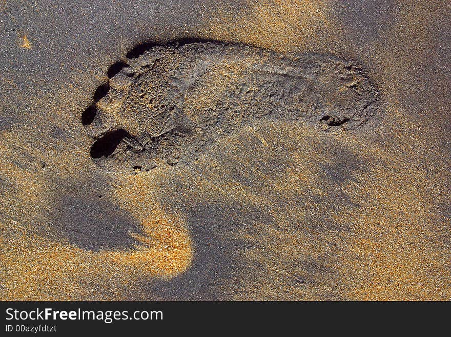 Footprint at the beach of San Agustinillo