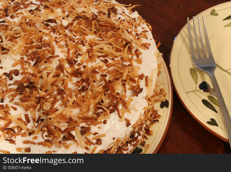 Toasted coconut cake upclose